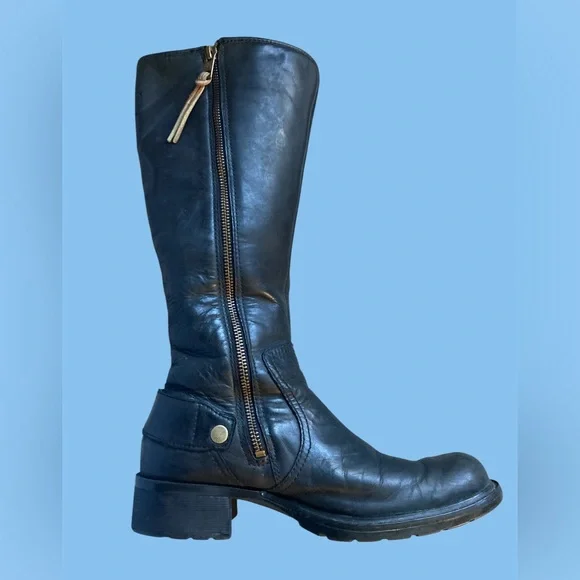 Timberland Black Leather Riding/Biker Boots Knee High Size 7.5 EUC - Picture 3 of 13